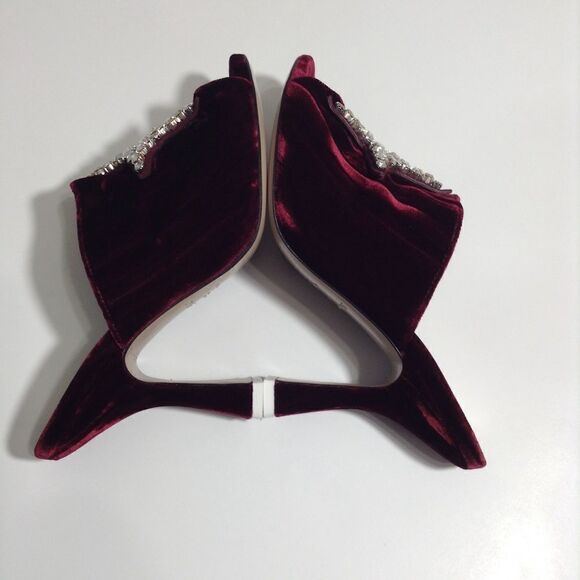 The Attico Debbie Crystal Star Velvet Dark Red Slide BurgundyMule Sandal Size 37 - Picture 3 of 8